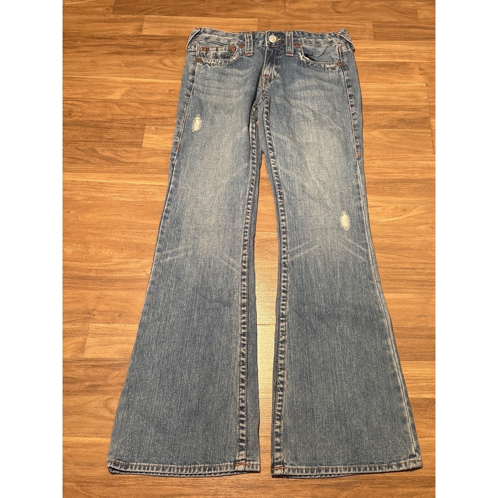 True Religion Bobby Lady Godiva Embroidered Flare Jeans Blue Size 29 04-528